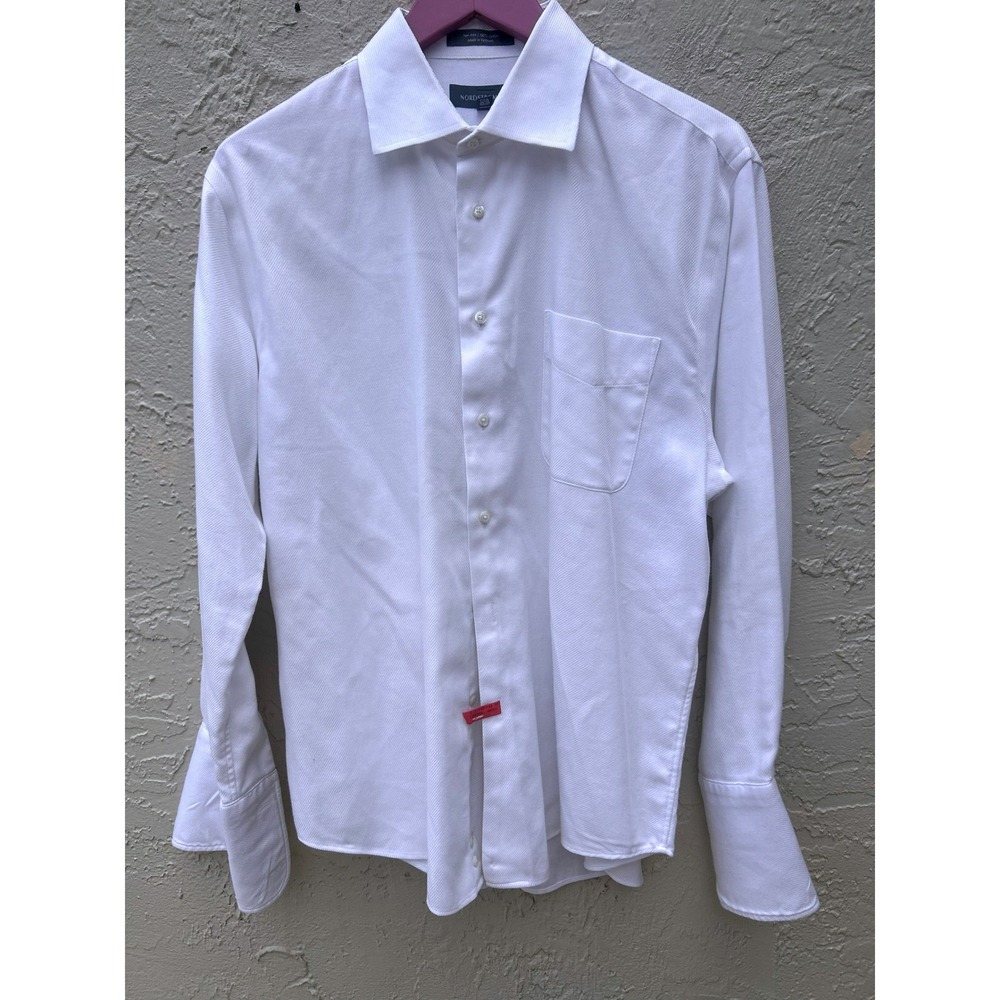 Nordstrom Mens Shop White Non-Iron Dress Shirt French Cuff Spread Size 16/33